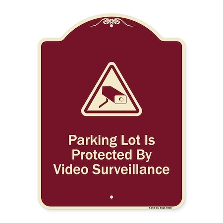 Signmission Designer Series-Parking Lot Is Protected By Video Surveillance With Caution Gr, 24" H, BU-1824-9800 A-DES-BU-1824-9800